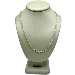 14K Two-Tone Gold Rope & Bar Link Chain (20253)